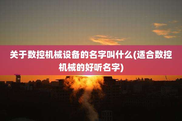 关于数控机械设备的名字叫什么(适合数控机械的好听名字)