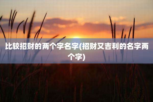 比较招财的两个字名字(招财又吉利的名字两个字)