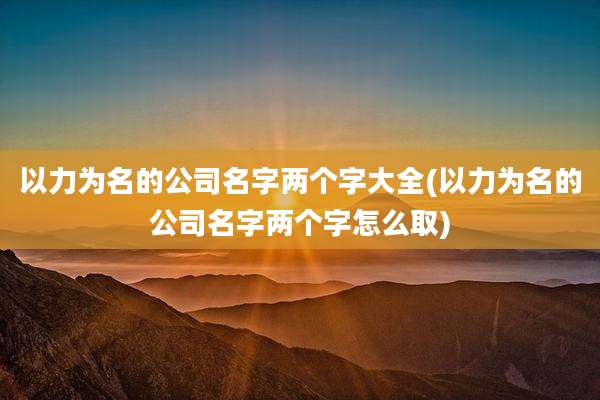 以力为名的公司名字两个字大全(以力为名的公司名字两个字怎么取)