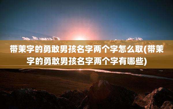 带茉字的勇敢男孩名字两个字怎么取(带茉字的勇敢男孩名字两个字有哪些)