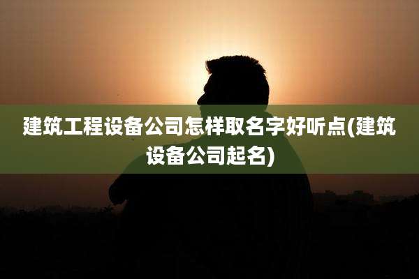建筑工程设备公司怎样取名字好听点(建筑设备公司起名)