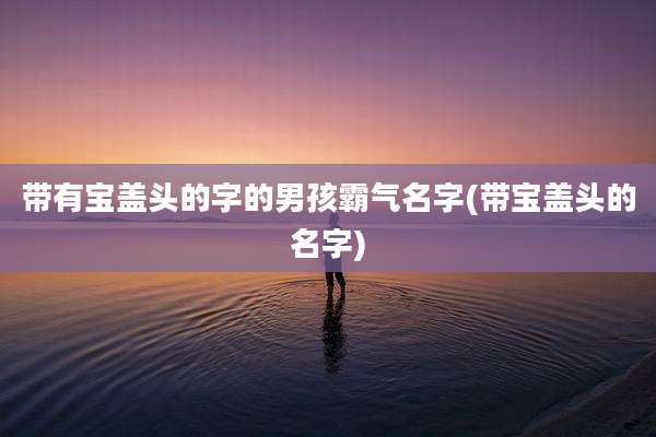 带有宝盖头的字的男孩霸气名字(带宝盖头的名字)