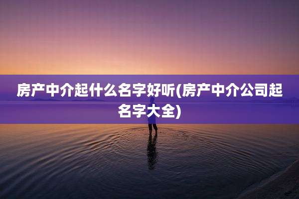 房产中介起什么名字好听(房产中介公司起名字大全)