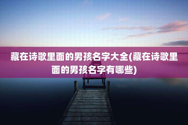 藏在诗歌里面的男孩名字大全(藏在诗歌里面的男孩名字有哪些)