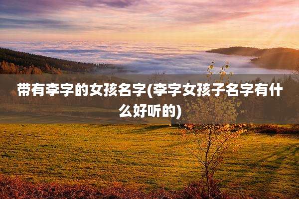 带有李字的女孩名字(李字女孩子名字有什么好听的)