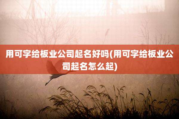 用可字给板业公司起名好吗(用可字给板业公司起名怎么起)