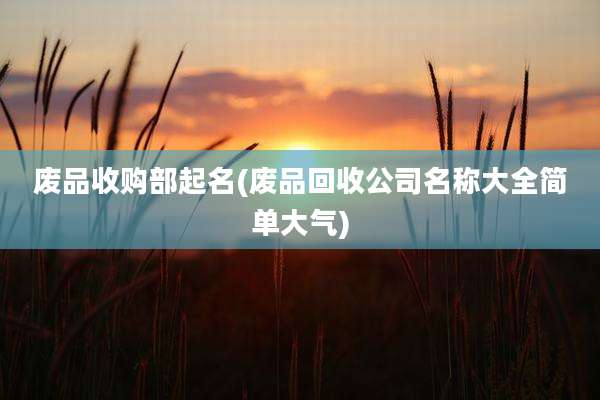 废品收购部起名(废品回收公司名称大全简单大气)