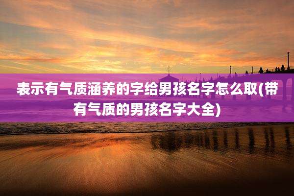 表示有气质涵养的字给男孩名字怎么取(带有气质的男孩名字大全)