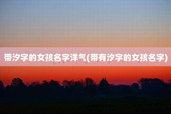 带汐字的女孩名字洋气(带有汐字的女孩名字)