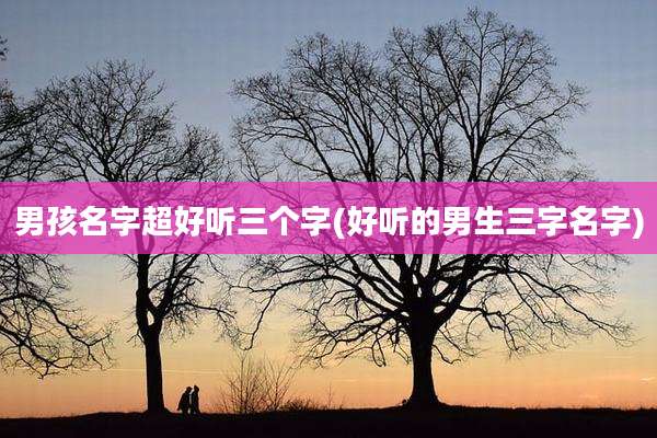 男孩名字超好听三个字(好听的男生三字名字)