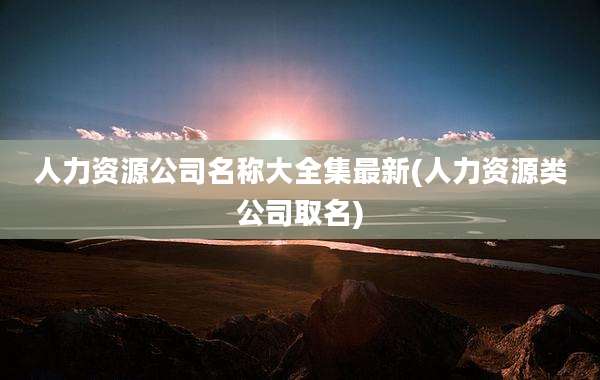 人力资源公司名称大全集最新(人力资源类公司取名)