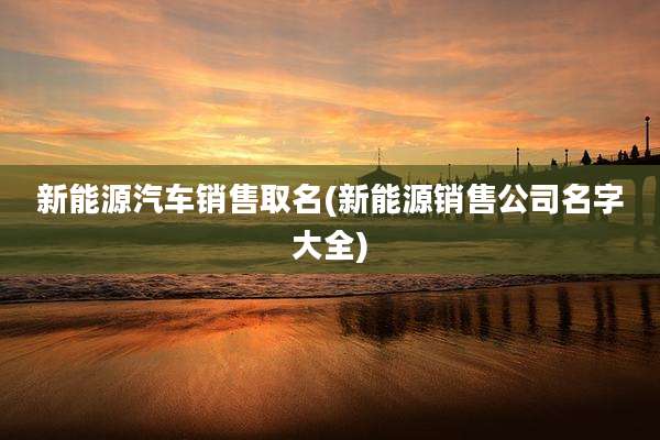 新能源汽车销售取名(新能源销售公司名字大全)