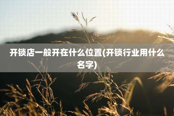 开锁店一般开在什么位置(开锁行业用什么名字)