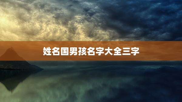 姓名国男孩名字大全三字