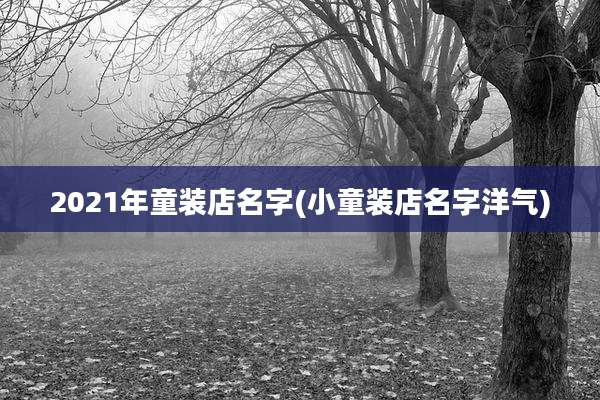 2021年童装店名字(小童装店名字洋气)