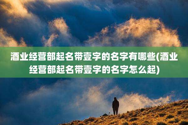 酒业经营部起名带壹字的名字有哪些(酒业经营部起名带壹字的名字怎么起)