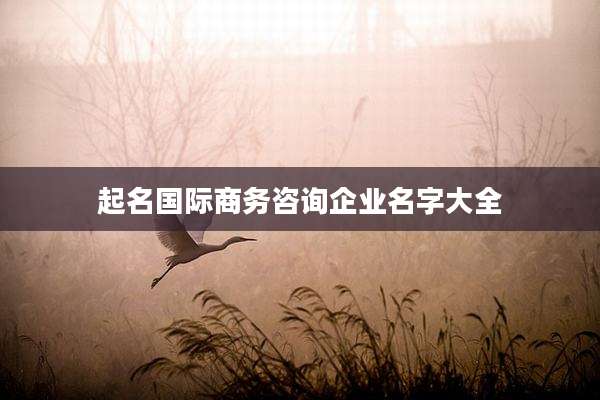 起名国际商务咨询企业名字大全