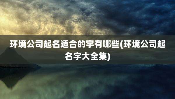 环境公司起名适合的字有哪些(环境公司起名字大全集)