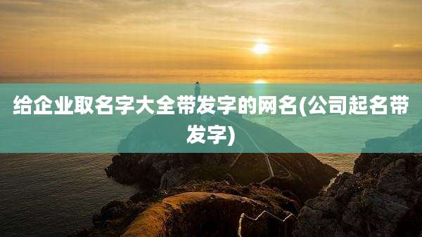 给企业取名字大全带发字的网名(公司起名带发字)