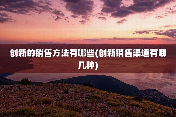 创新的销售方法有哪些(创新销售渠道有哪几种)
