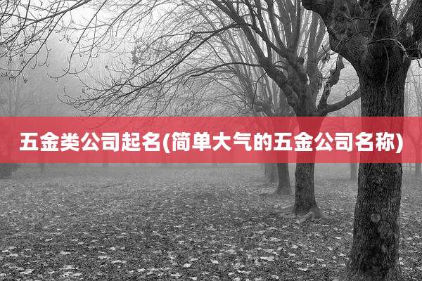 五金类公司起名(简单大气的五金公司名称)