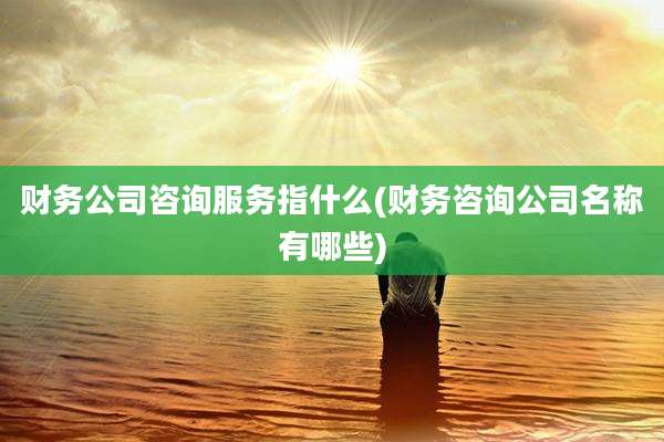 财务公司咨询服务指什么(财务咨询公司名称有哪些)