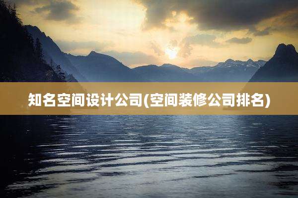 知名空间设计公司(空间装修公司排名)