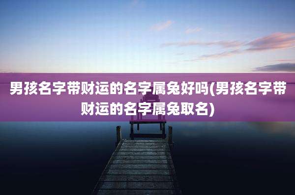 男孩名字带财运的名字属兔好吗(男孩名字带财运的名字属兔取名)
