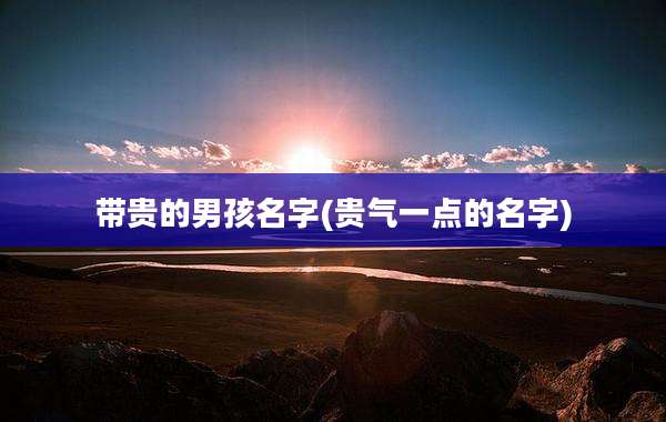 带贵的男孩名字(贵气一点的名字)