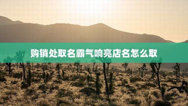 购销处取名霸气响亮店名怎么取