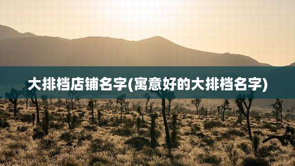 大排档店铺名字(寓意好的大排档名字)