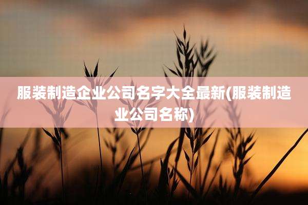 服装制造企业公司名字大全最新(服装制造业公司名称)