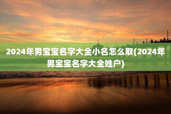 2024年男宝宝名字大全小名怎么取(2024年男宝宝名字大全姓户)