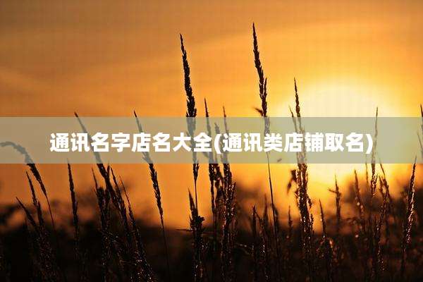 通讯名字店名大全(通讯类店铺取名)