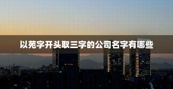 以苑字开头取三字的公司名字有哪些