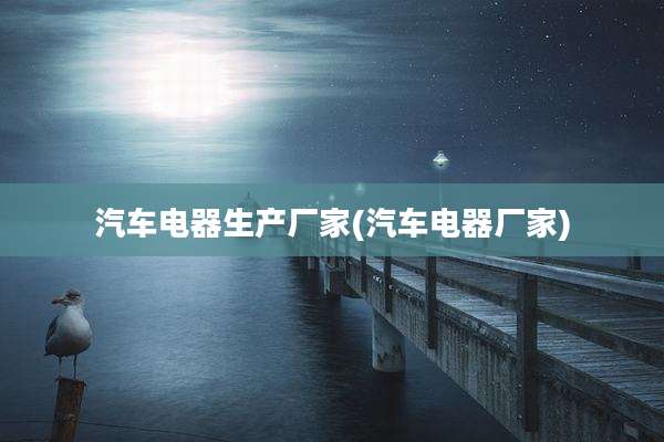 汽车电器生产厂家(汽车电器厂家)