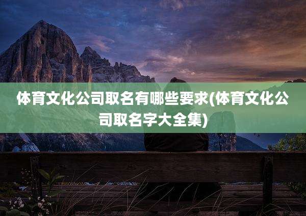 体育文化公司取名有哪些要求(体育文化公司取名字大全集)