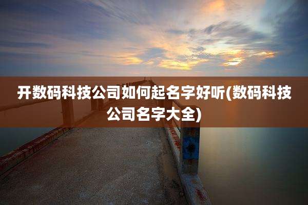 开数码科技公司如何起名字好听(数码科技公司名字大全)