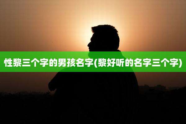 性黎三个字的男孩名字(黎好听的名字三个字)