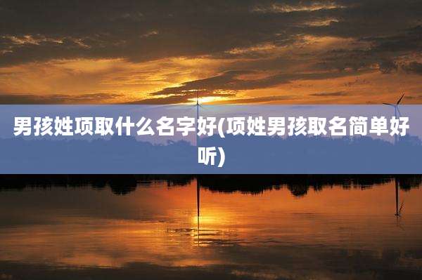 男孩姓项取什么名字好(项姓男孩取名简单好听)