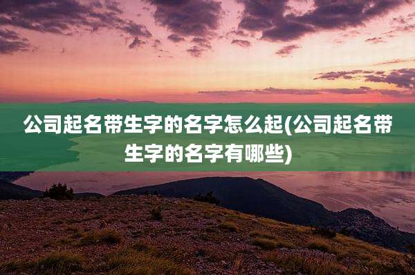 公司起名带生字的名字怎么起(公司起名带生字的名字有哪些)