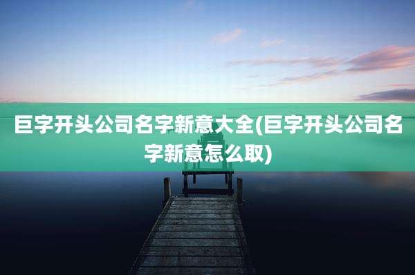 巨字开头公司名字新意大全(巨字开头公司名字新意怎么取)