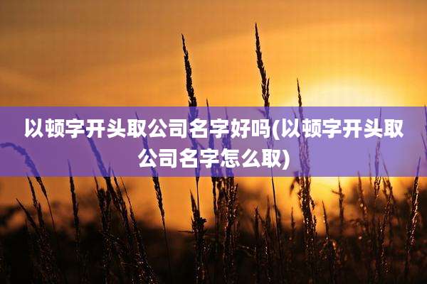 以顿字开头取公司名字好吗(以顿字开头取公司名字怎么取)