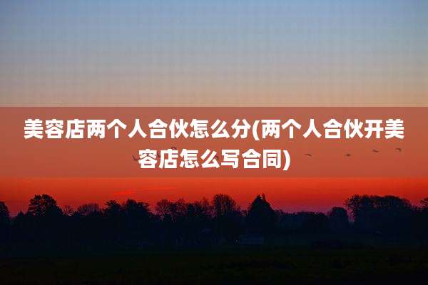 美容店两个人合伙怎么分(两个人合伙开美容店怎么写合同)