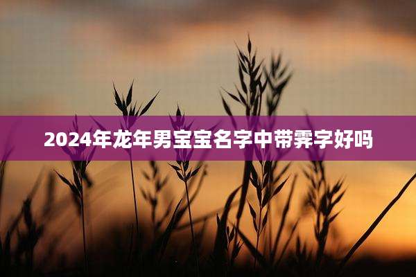 2024年龙年男宝宝名字中带霁字好吗