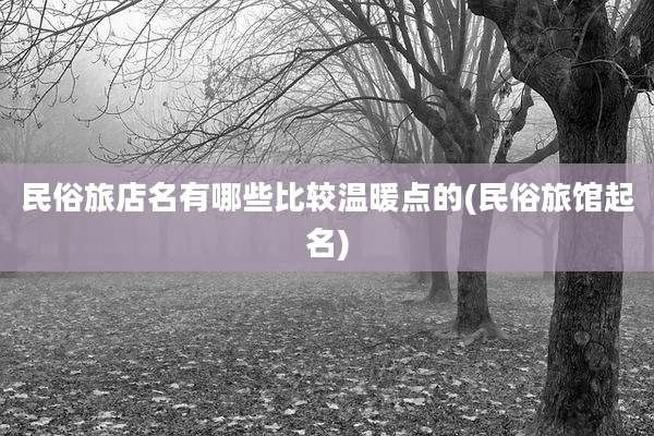 民俗旅店名有哪些比较温暖点的(民俗旅馆起名)