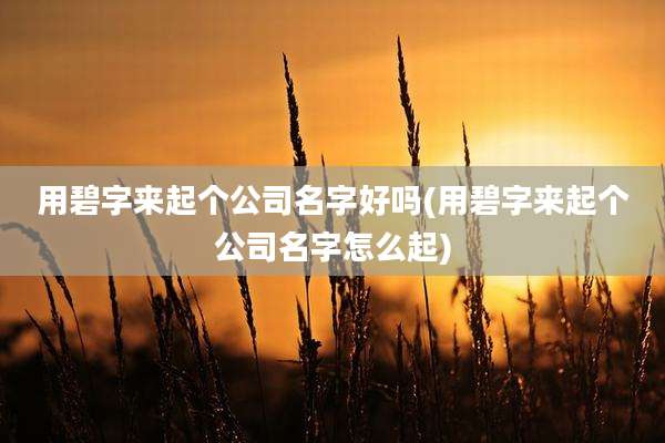 用碧字来起个公司名字好吗(用碧字来起个公司名字怎么起)