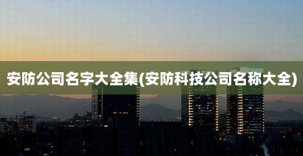 安防公司名字大全集(安防科技公司名称大全)