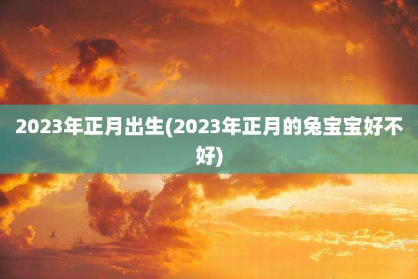 2023年正月出生(2023年正月的兔宝宝好不好)