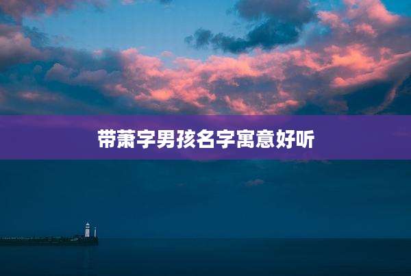 带萧字男孩名字寓意好听